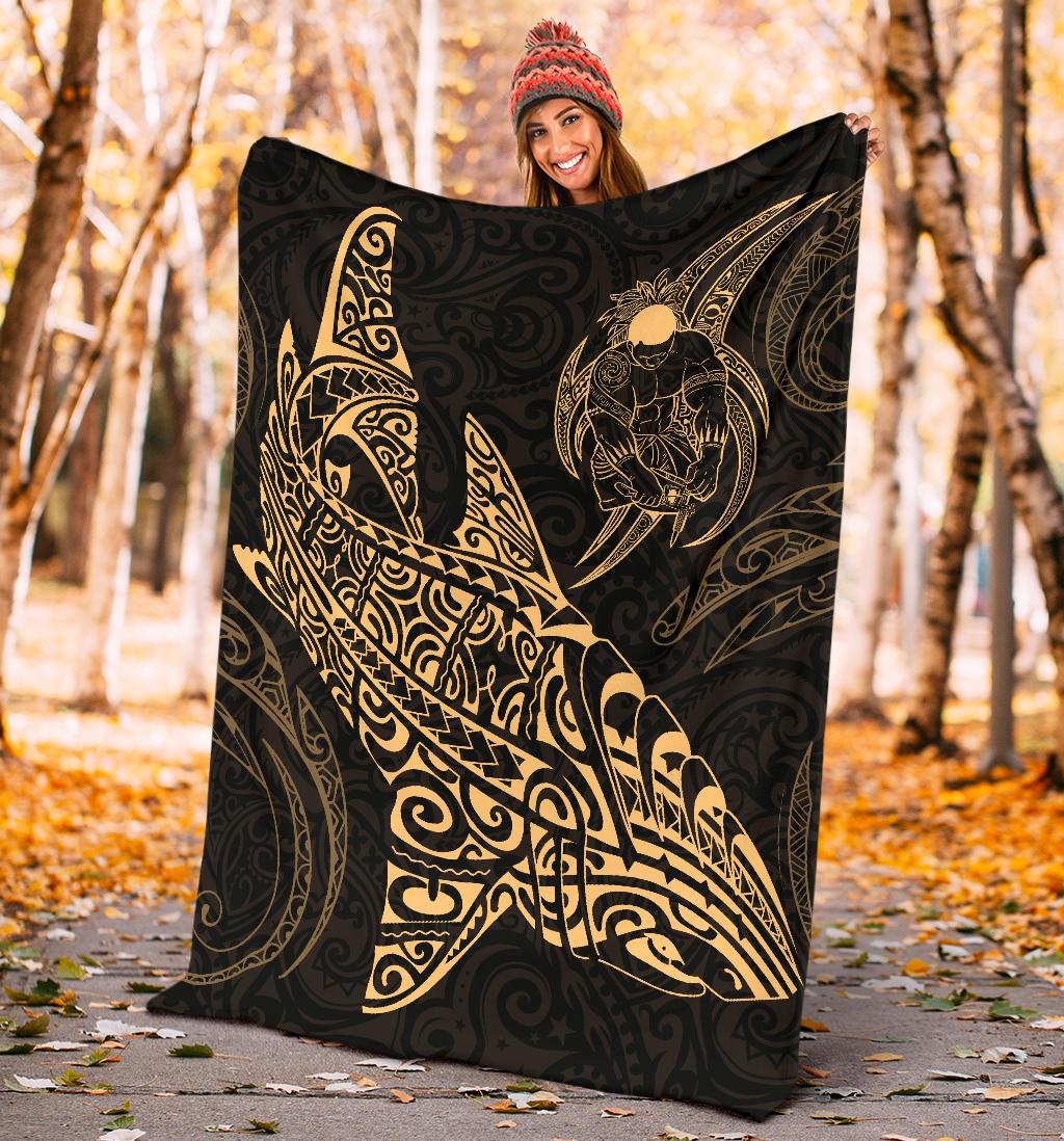 Shark Polynesian Blanket - Polynesian Tattoo Gold - Polynesian Pride