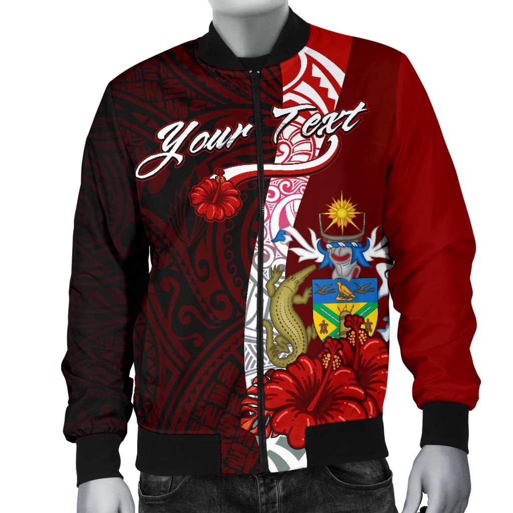 Polynesian Custom Personalised Men's Bomber Jacket - Coat Of Arm With Hibiscus - Polynesian Pride