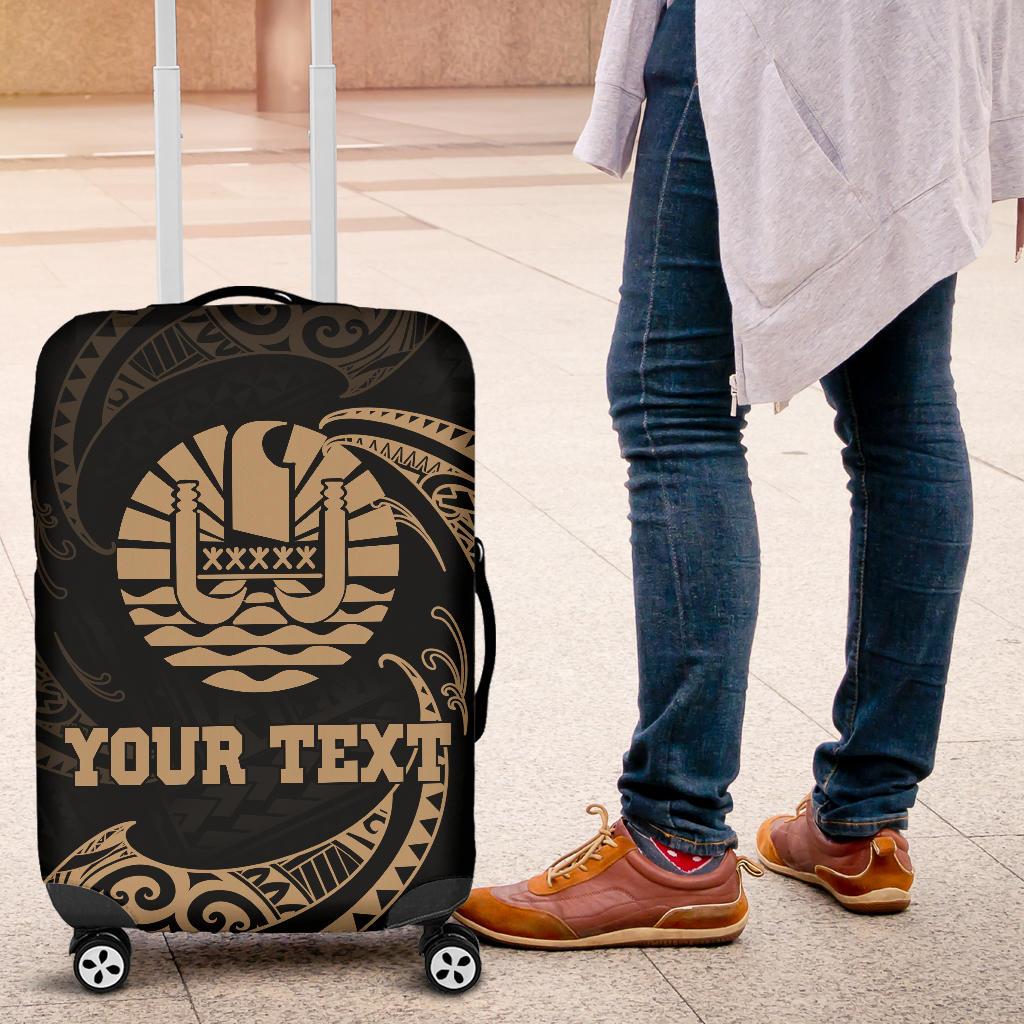 Tahiti Polynesian Custom Personalised Luggage Covers - Gold Tribal Wave - Polynesian Pride