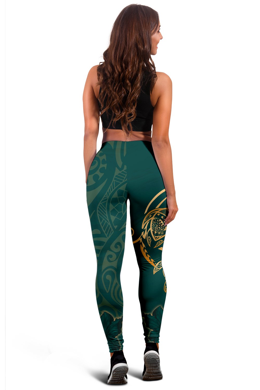 Hawaii Triple Marble Turtle Polynesian Hibiscus Women's Legging - AH - Polynesian Pride