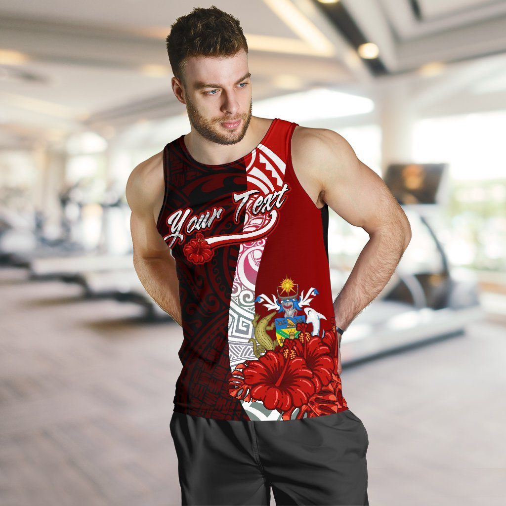 Solomon Islands Polynesian Custom Personalised Men's Tank Top - Coat Of Arm With Hibiscus - Polynesian Pride