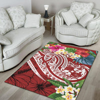 Tonga Polynesian Area Rug - Summer Plumeria (Red) - Polynesian Pride