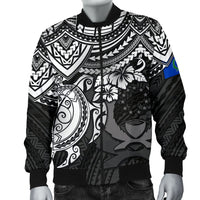 Pohnpei Polynesian Bomber Jacket (Men) - Polynesian White Turtle - Polynesian Pride