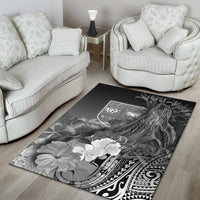 Fiji Area Rug - Humpback Whale with Tropical Flowers (White) - Polynesian Pride
