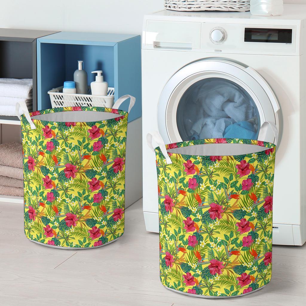 Hawaii Tropical Leaves And Flowers Hawaii Laundry Basket - Polynesian Pride
