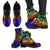 Vanuatu Custom Personalised Leather Boots - Rainbow Polynesian Pattern - Polynesian Pride