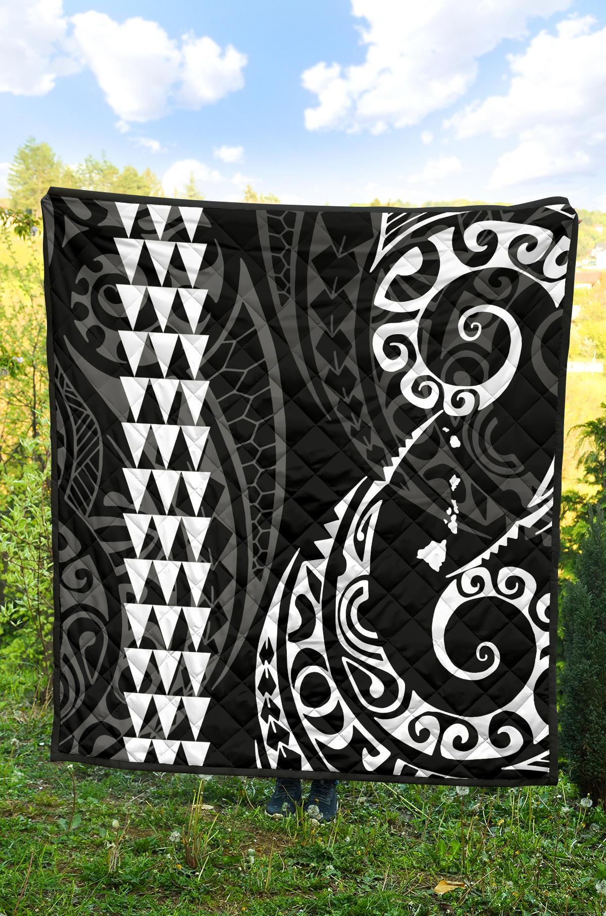 Hawaii Kakau White Polynesian Premium Quilt - Polynesian Pride