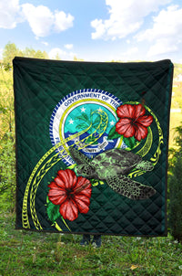Federated States of Micronesia Premium Quilt - Green Turtle Hibiscus - Polynesian Pride