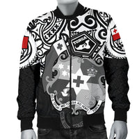 Tonga Polynesian Bomber Jacket (Men) - Tongan Pride (White) - Polynesian Pride