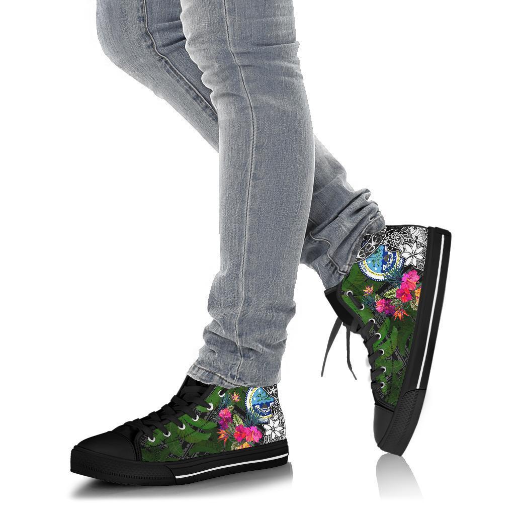 Federated States of Micronesia High Top Shoes - Turtle Plumeria Banana Leaf - Polynesian Pride