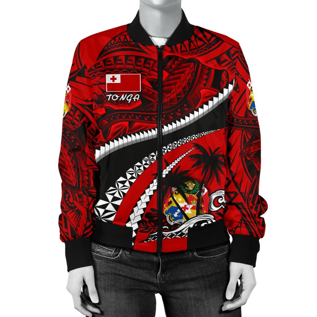 Tonga Polynesian Shark Tattoo Women'S Bomber Jacket - Polynesian Pride