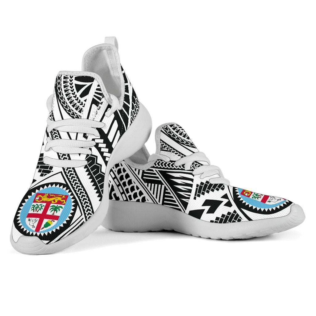 Fiji Polynesian Tattoo Mesh Knit Sneakers White - Polynesian Pride
