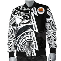 Polynesian Guinea Men's Bomber Jacket - Moana Maui Tattoo With Coat Of Arm Guinea White White - Polynesian Pride