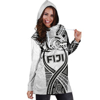 Fiji Rugby Women Hoodie Dress Polynesian Waves Style - Polynesian Pride