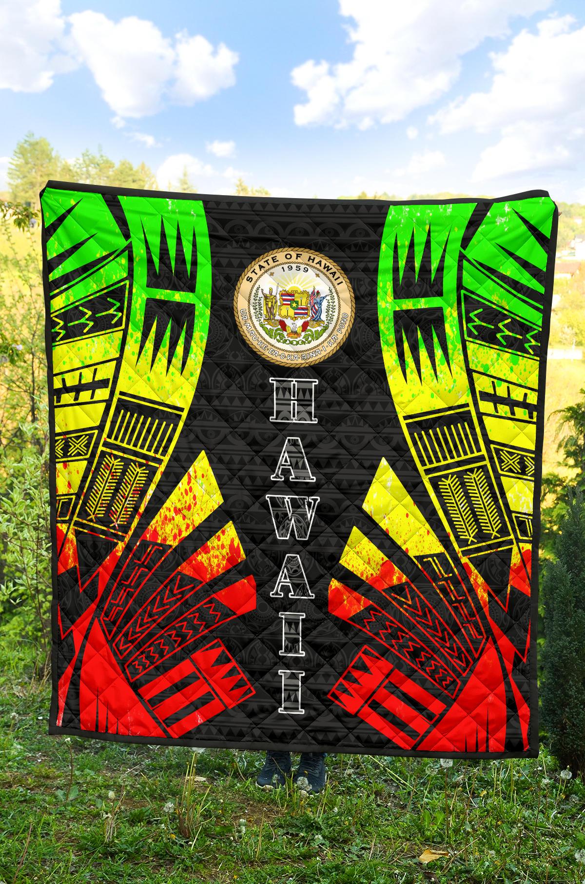 Hawaii Premium Quilt - Hawaii Seal Polynesian Reggae Tattoo - Polynesian Pride