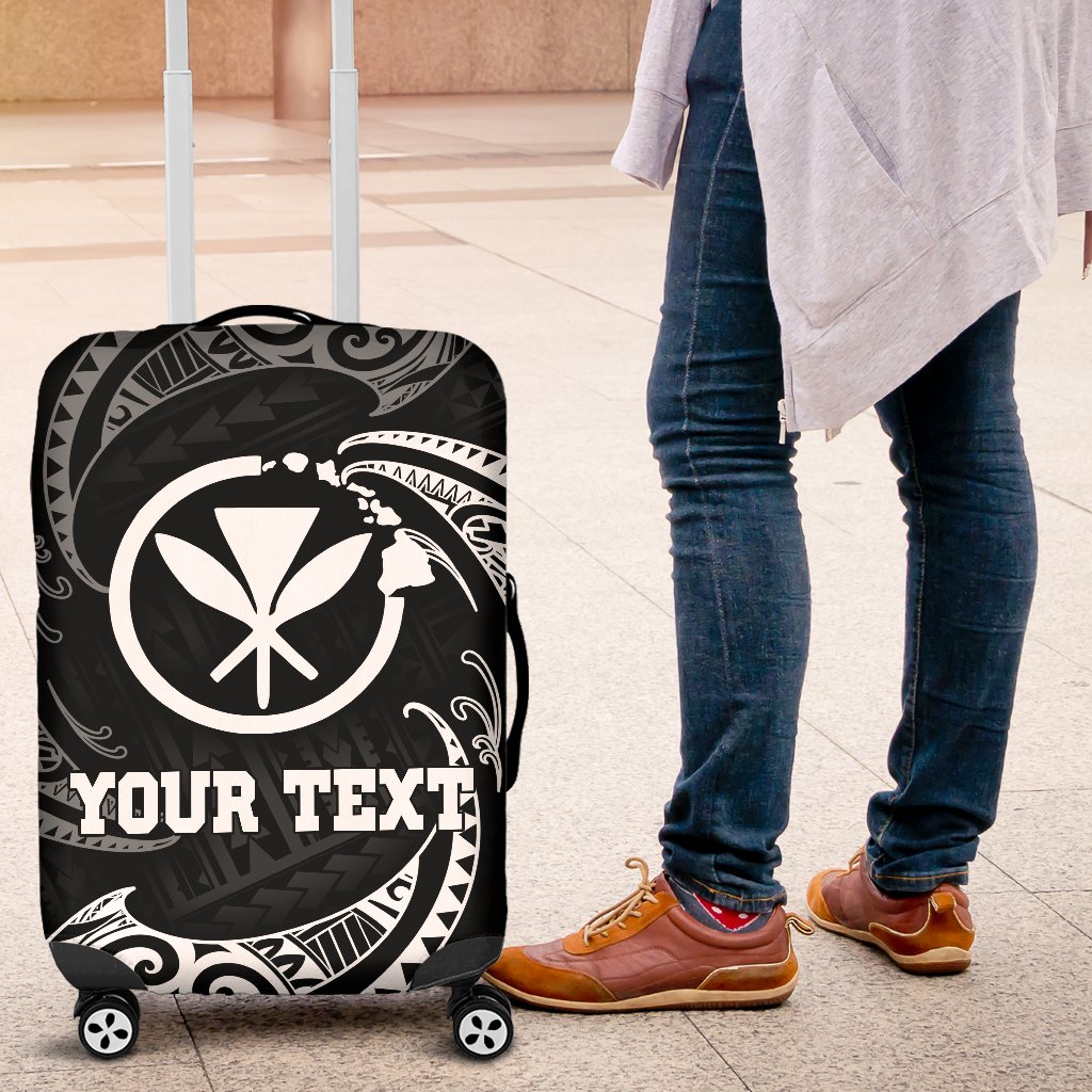 Hawaii Polynesian Custom Personalised Luggage Covers - White Tribal Wave - Polynesian Pride