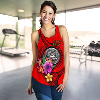 American Samoa Polynesian Women's Racerback Tank - Floral With Seal Red - Polynesian Pride