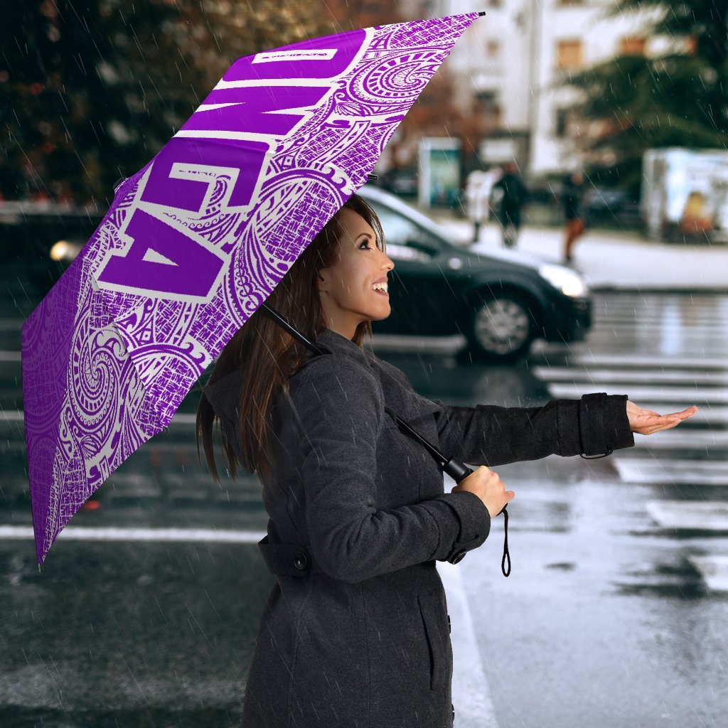 Tonga Umbrella Turtle Mermaid Polynesian Pattern White Violet - Polynesian Pride