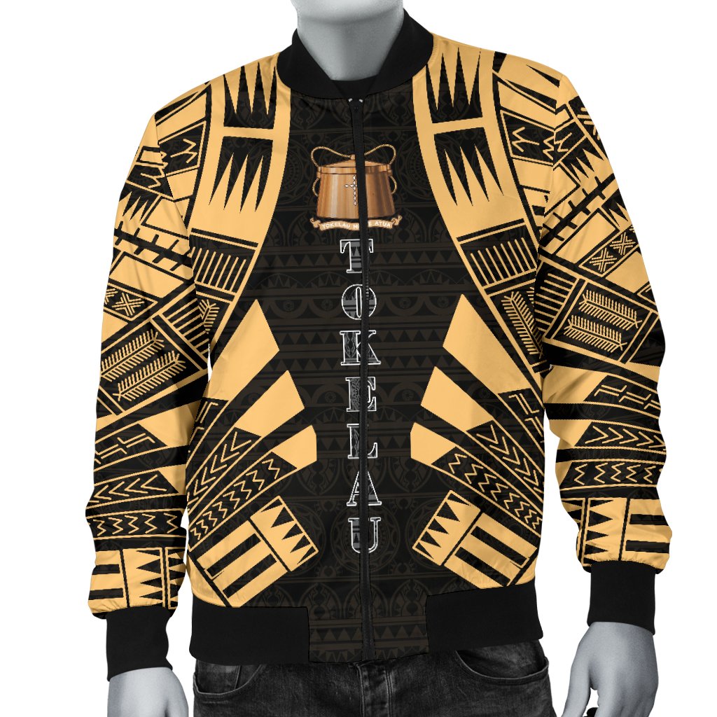 Tokelau Men Bomber Jackets - Polynesian Tattoo Gold - Polynesian Pride