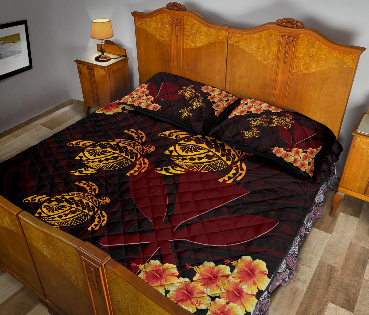 Hawaii Turtle Kanaka Polynesian Quilt Bed Set - Gigo Style - AH - Polynesian Pride