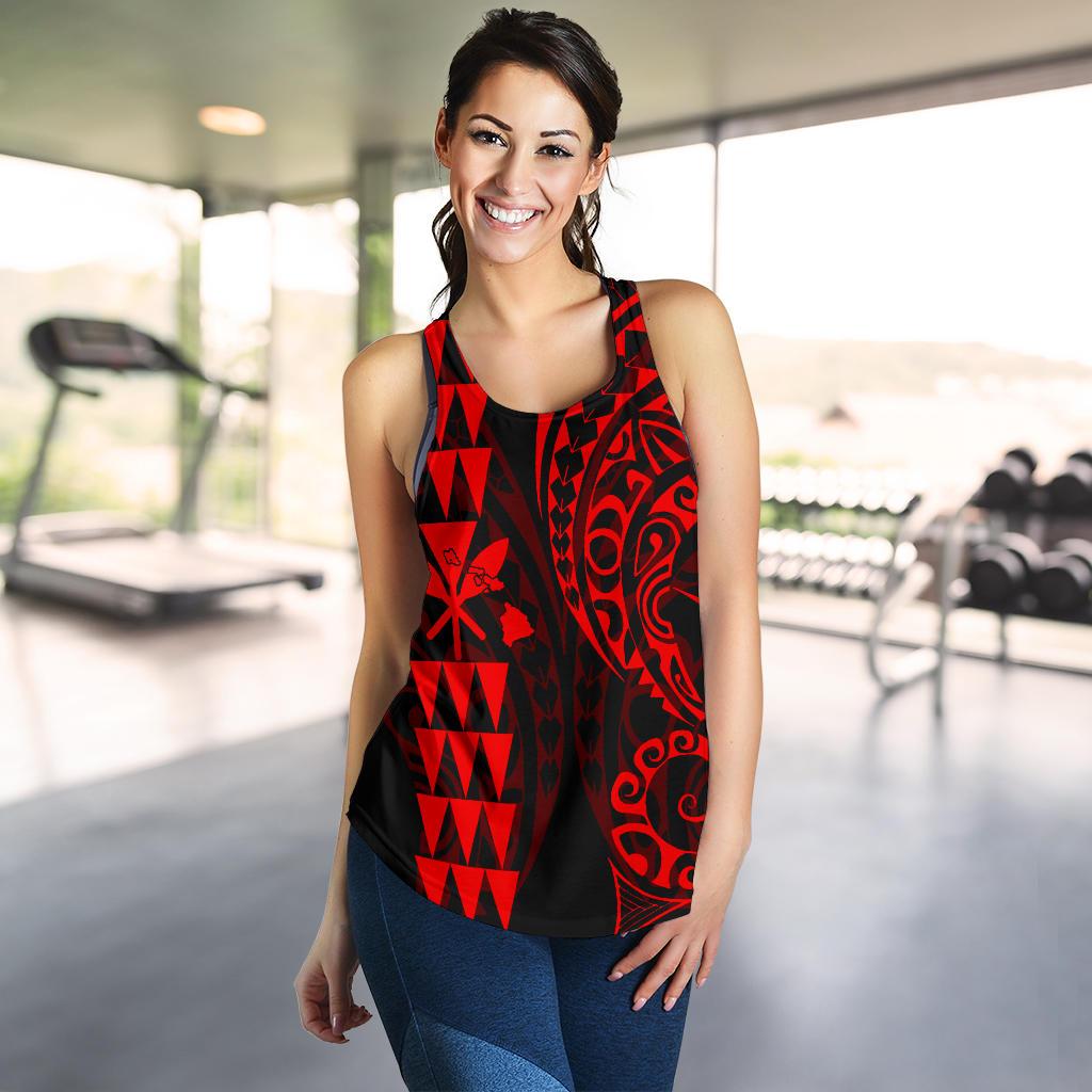 Kanaka Map Women's Racerback Tank Red - Polynesian Pride