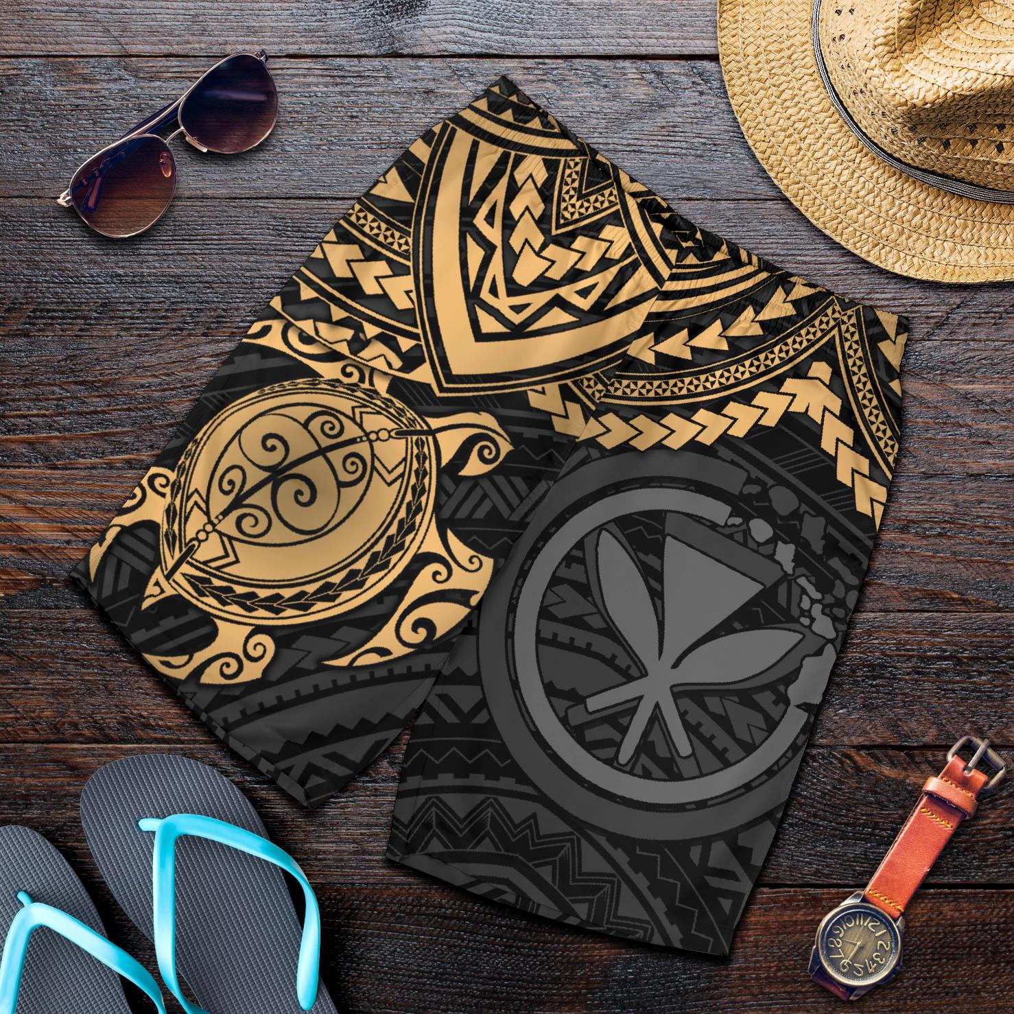 Polynesian Hawaii Short (Men) - Gold Turtle GOLD - Polynesian Pride
