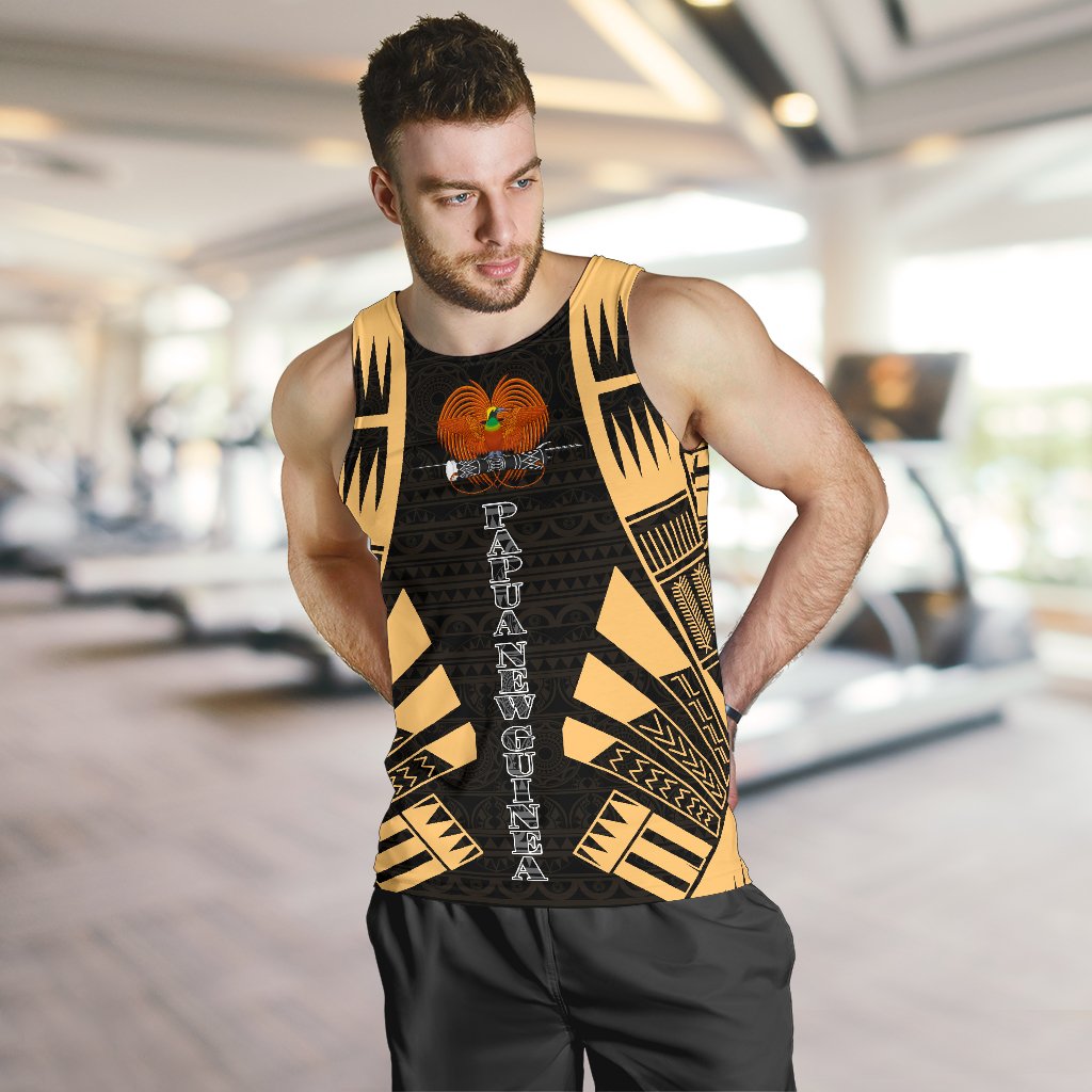 Papua New Guinea Men Tank Top - Polynesian Tattoo Gold - Polynesian Pride