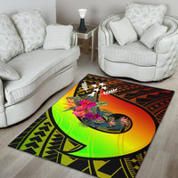 Kosrae Area Rug - Polynesian Hook And Hibiscus (Raggae) - Polynesian Pride