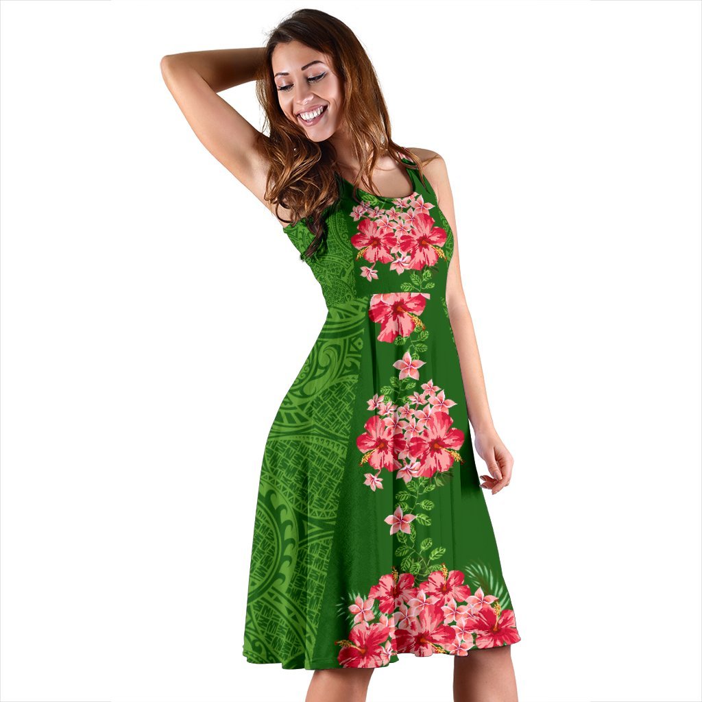 Hawaii Tropical Flowers Polynesian - Hawaiian Midi Dress - Curtis Style - Polynesian Pride