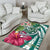 Hawaii Polynesian Turtle Tropical Hibiscus Plumeria Rug - Turquoise - Polynesian Pride