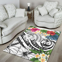 Guam Polynesian Area Rug - Summer Plumeria (White) - Polynesian Pride