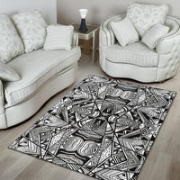 Polynesian Black And White Area Rug - Polynesian Pride