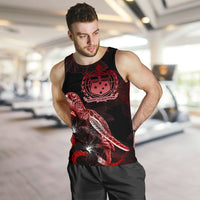 Samoa Men Tank Top - Turtle With Blooming Hibiscus Red - Polynesian Pride