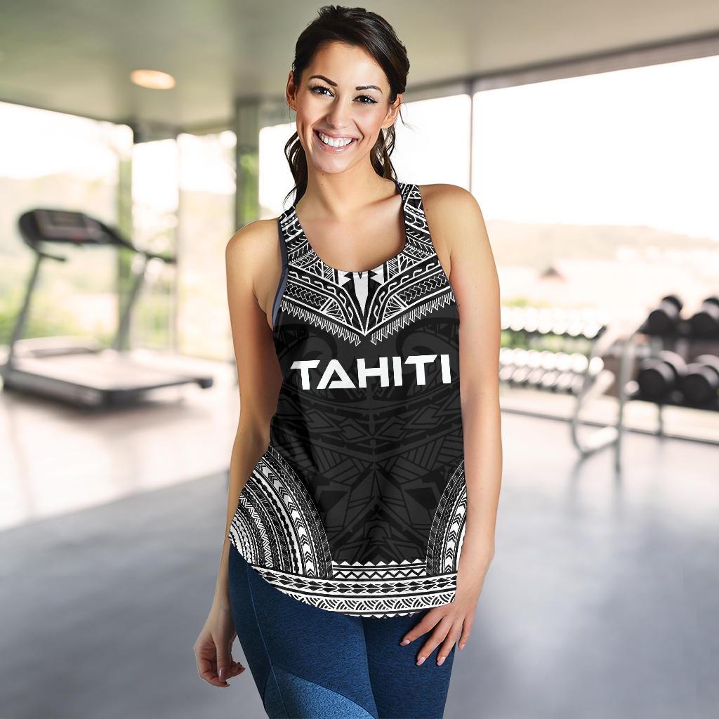 Tahiti Women's Racerback Tank - Polynesian Chief Black Version - Polynesian Pride