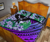Kanaka Maoli (Hawaiian) - Quilt Bed Set Lauhala Polynesian Hibiscus Purple - Polynesian Pride