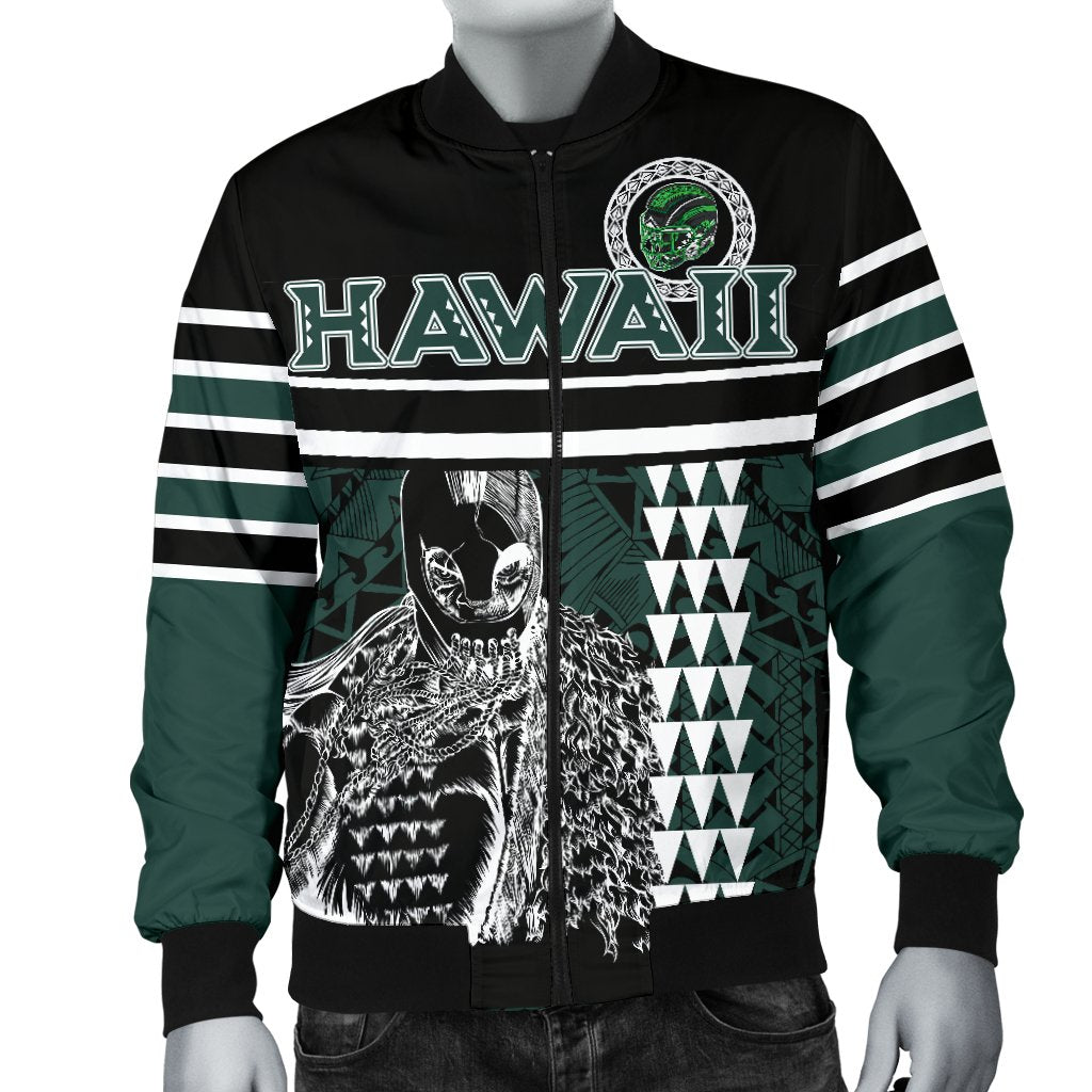 Personalised - Hawaii Kakau Polynesian Warrior Football Men's Bomber Jacket - Rainbow Style - Polynesian Pride