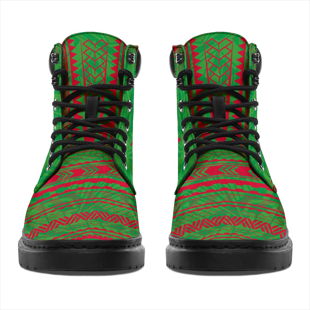 Vanuatu Leather Boots - Polynesian Flag Chief Version - Polynesian Pride