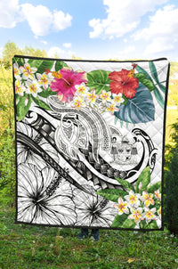 Fiji Polynesian Premium Quilt - Summer Plumeria (White) - Polynesian Pride