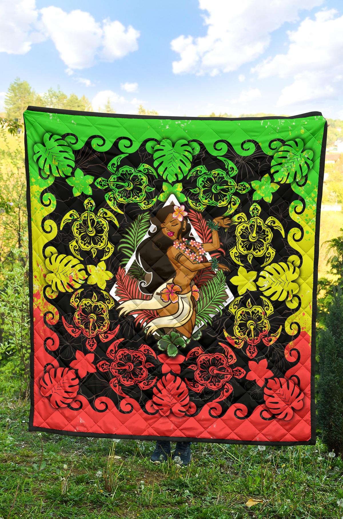 Hawaii Polynesian Premium Quilt - Hawaiian Dancing Girl Reggae - Polynesian Pride