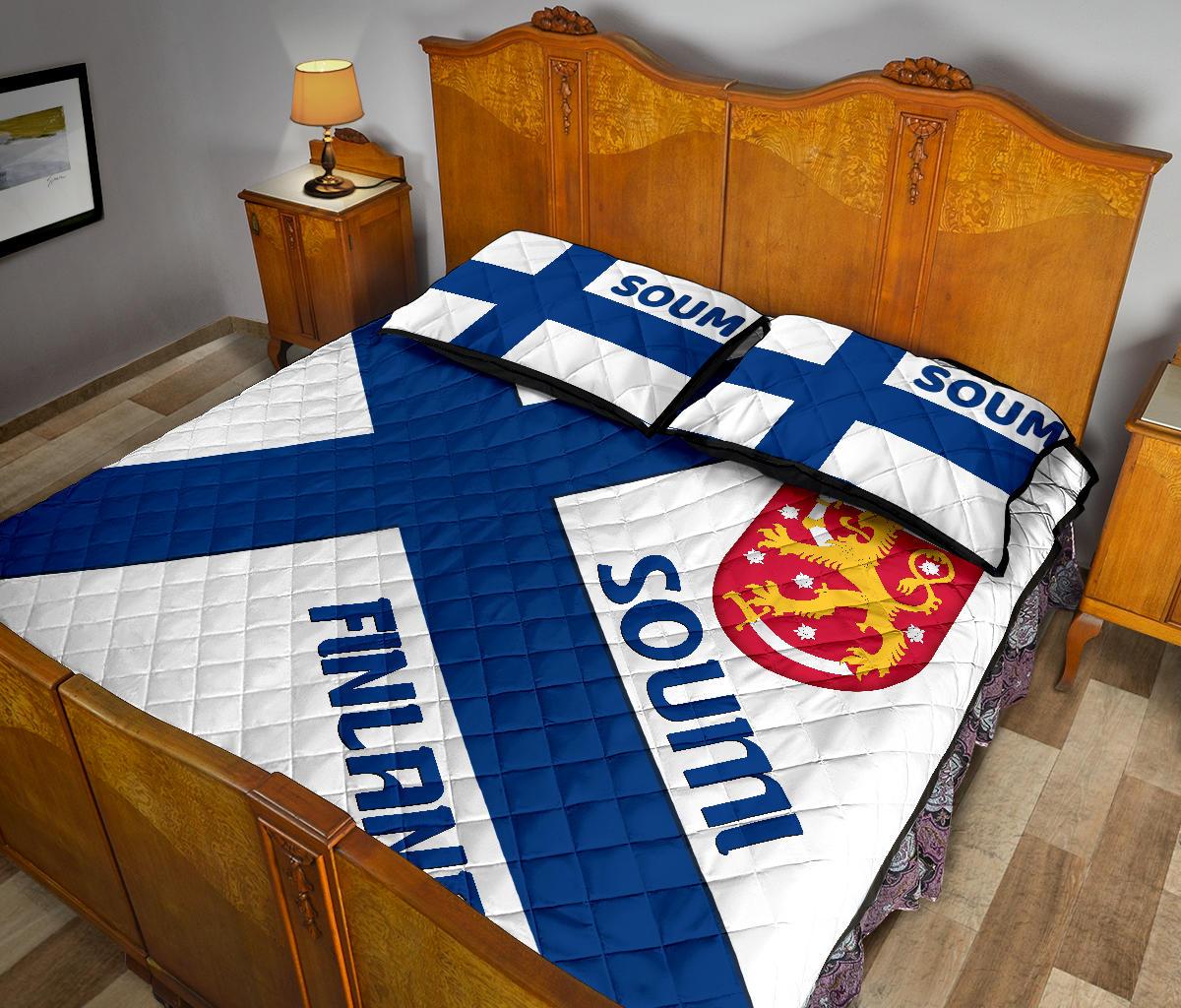 Finland Quilt Bed Set - Finland Flag Style - Polynesian Pride