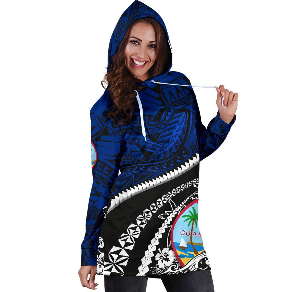Guam Women'S Hoodie Dress Polynesian Shark Tattoo - Polynesian Pride
