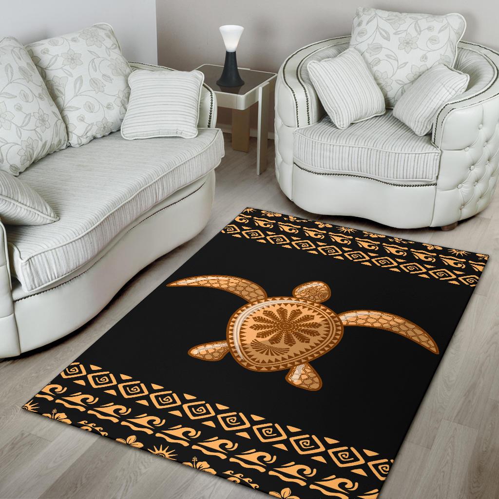 Golden Polynesian Turtle Area Rug - Polynesian Pride