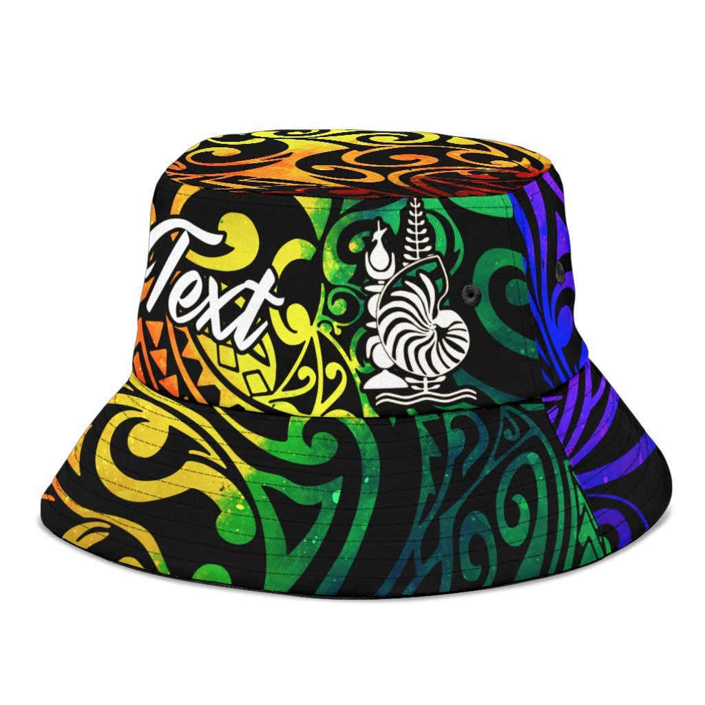 New Caledonia Custom Personalised Bucket Hat - Rainbow Polynesian Pattern - Polynesian Pride