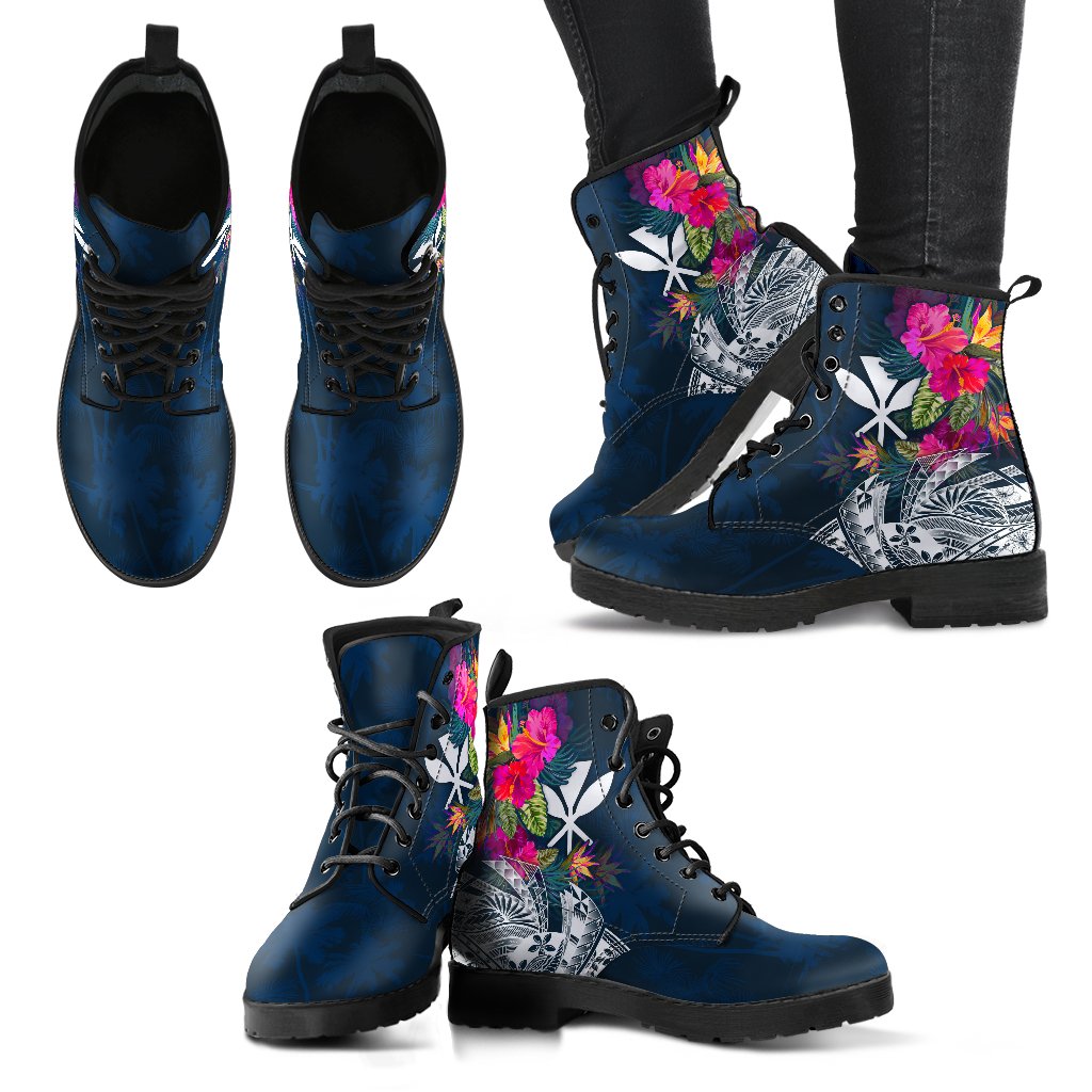 Hawaii Leather Boots - Polynesian Hibiscus with Summer Vibes - Polynesian Pride