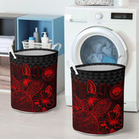 Federated States Of Micronesia Laundry Basket - Polynesian Turtle Hibiscus Red - Polynesian Pride