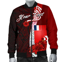 Wallis and Futuna Polynesian Custom Personalised Men's Bomber Jacket - Coat Of Arm With Hibiscus - Polynesian Pride