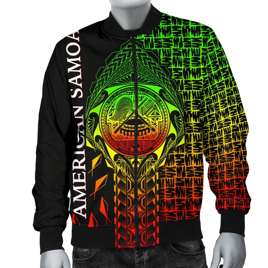 American Samoa Men's Bomber Jacket - AS Seal Rocket Style (Reggae) - Polynesian Pride