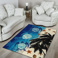 Hawaiian Sea Turtle Symbol Palm Tree Rug - AH J96 - Polynesian Pride