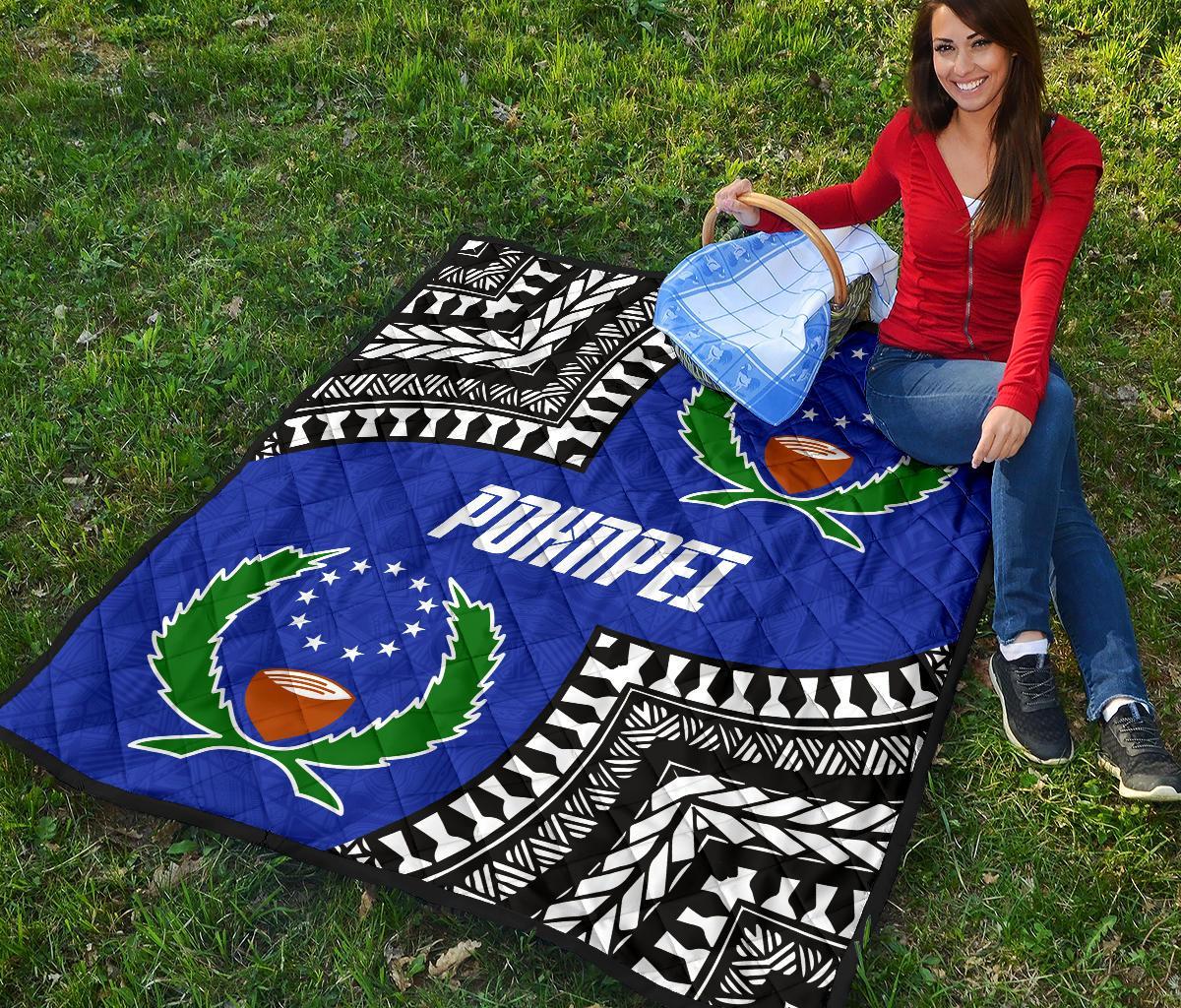 Pohnpei Premium Quilt - Pohnpei Flag Micronesian Pattern - Polynesian Pride