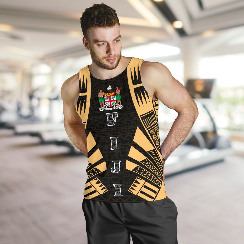 Fiji Men Tank Top - Polynesian Tattoo Gold - Polynesian Pride